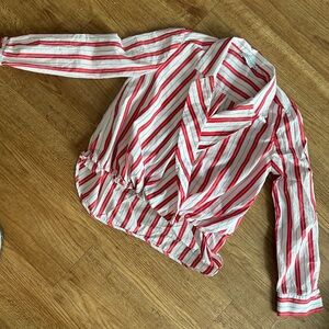 Anthropologie Red and White Striped Blouse